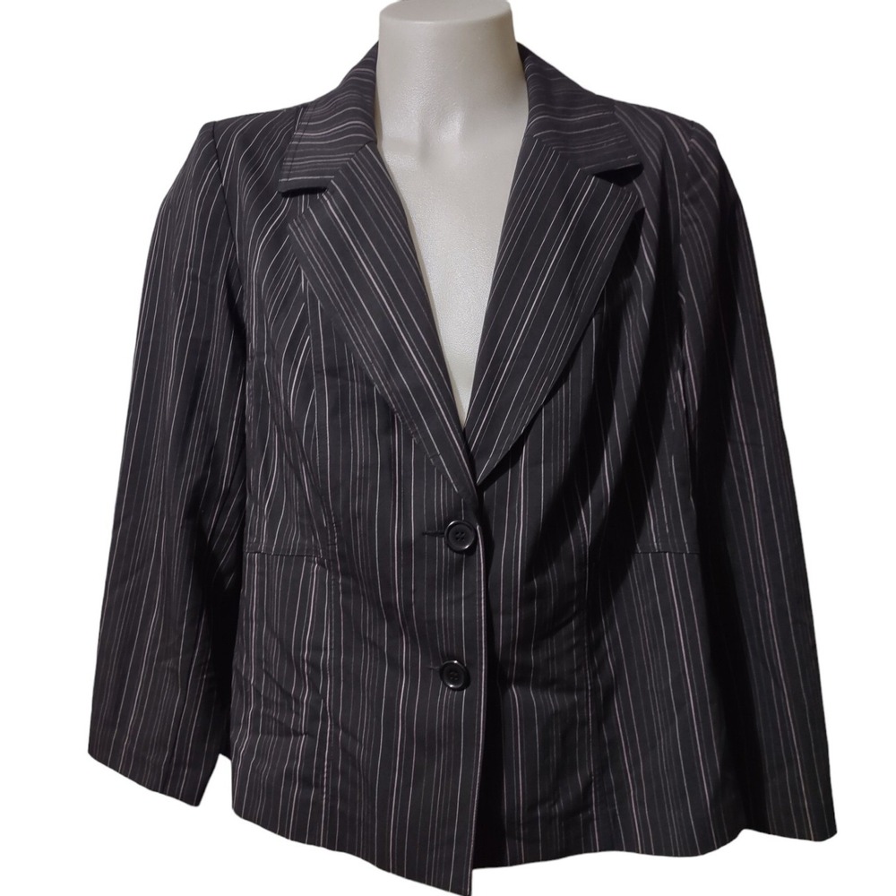 Studio 1940 Blazer 20W Womens Pinstripe Black Professional Plus Size Norm Core